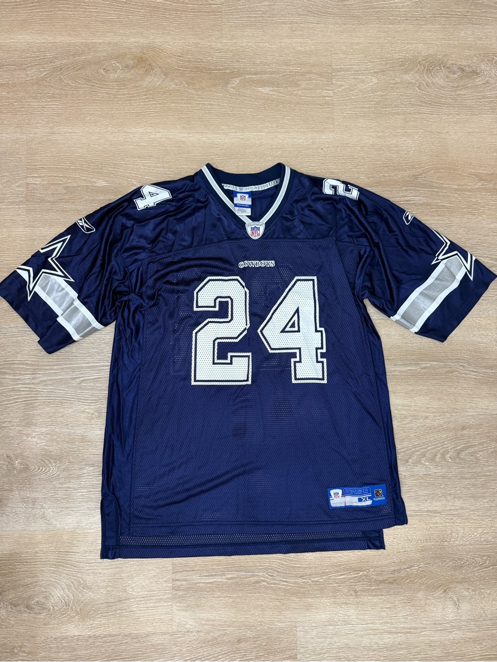 VTG Reebok Dallas Cowboys Jersey Men XL Blue Marion Barber 24 NFL On-Field Mesh